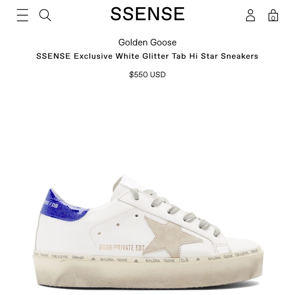 Golden Goose SSENSE White Glitter Tab Hi Star
